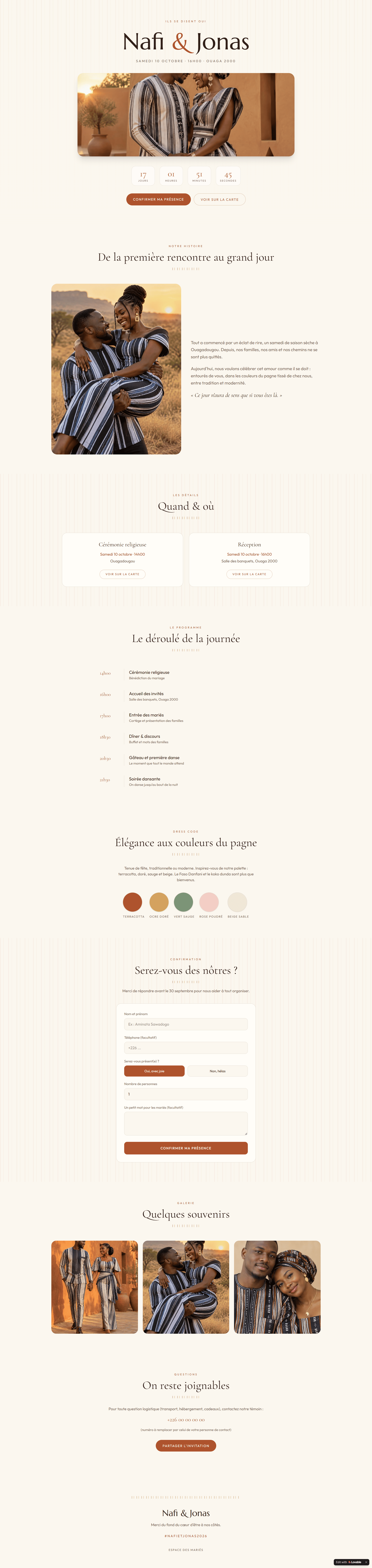Landing page (1 page)Evènement
